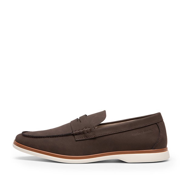 Men's Slip-On Business Penny Loafers - DARK BROWN - 5